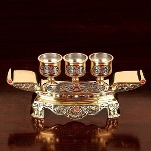 铜敬神供酒杯财神爷供奉酒杯高脚祖先水杯茶杯招财供杯佛具用品