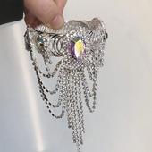 性感彩水钻流苏弹力开口手镯手环臂链女超闪舞台演出休闲手链配饰