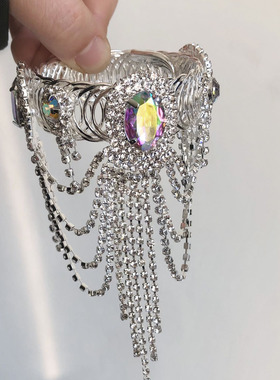 彩水钻流苏弹力开口手镯手环臂链