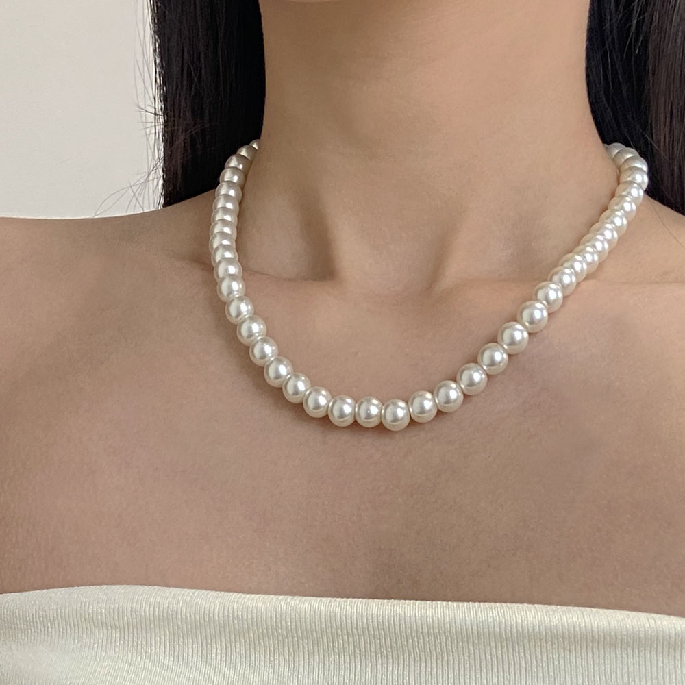 fever同款金属银元宝扣高档珍珠项链女高级感简约锁骨链颈链配饰