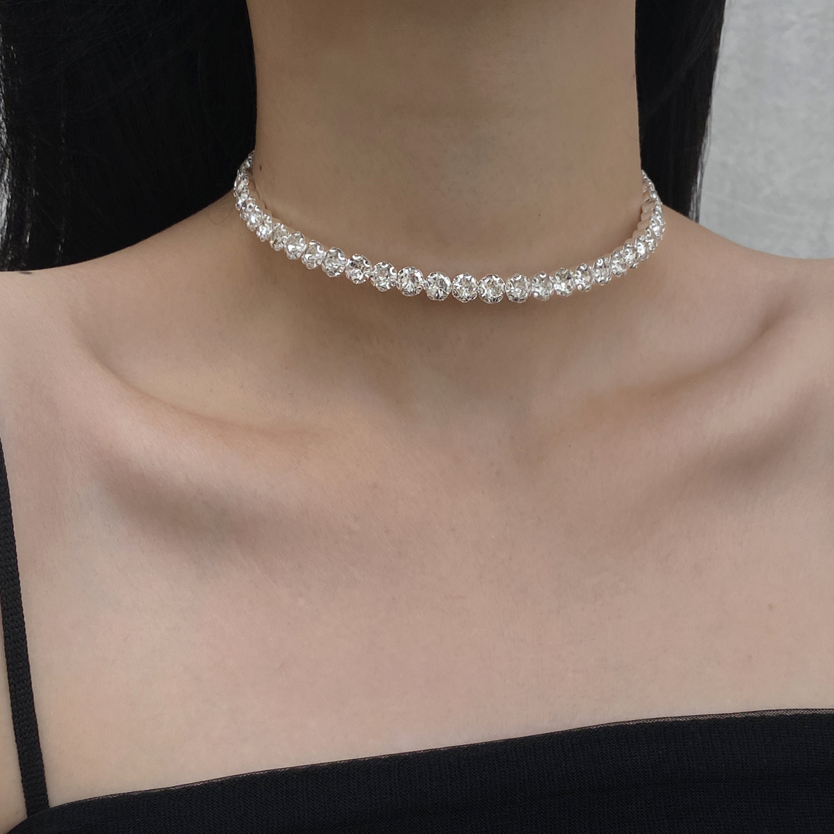 金属女镶钻水晶锁骨项链项圈