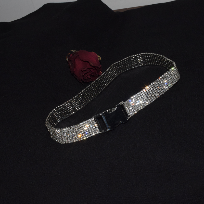 夸张宽版闪钻项链ins嘻哈短款