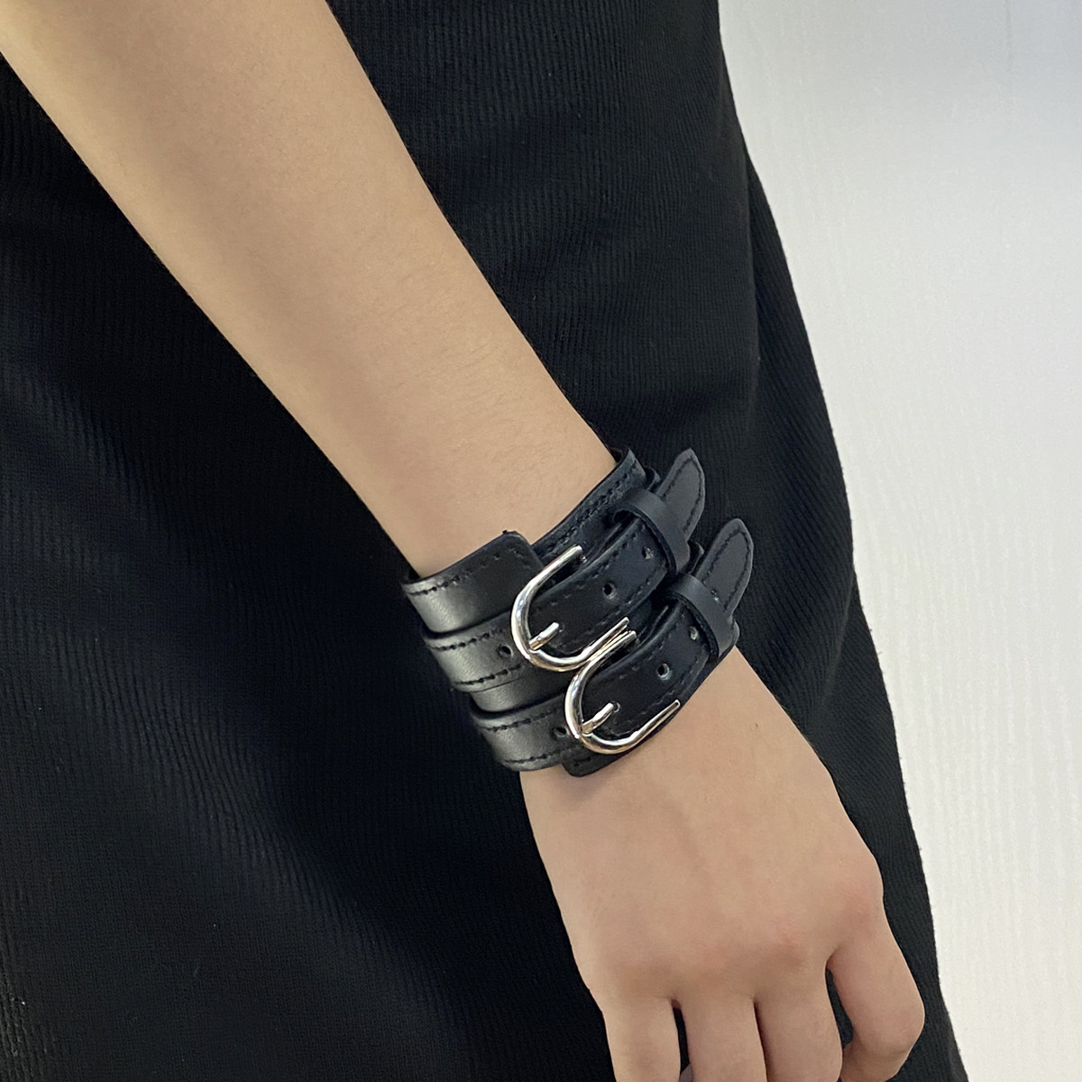 复古男女皮革皮带扣手镯手链
