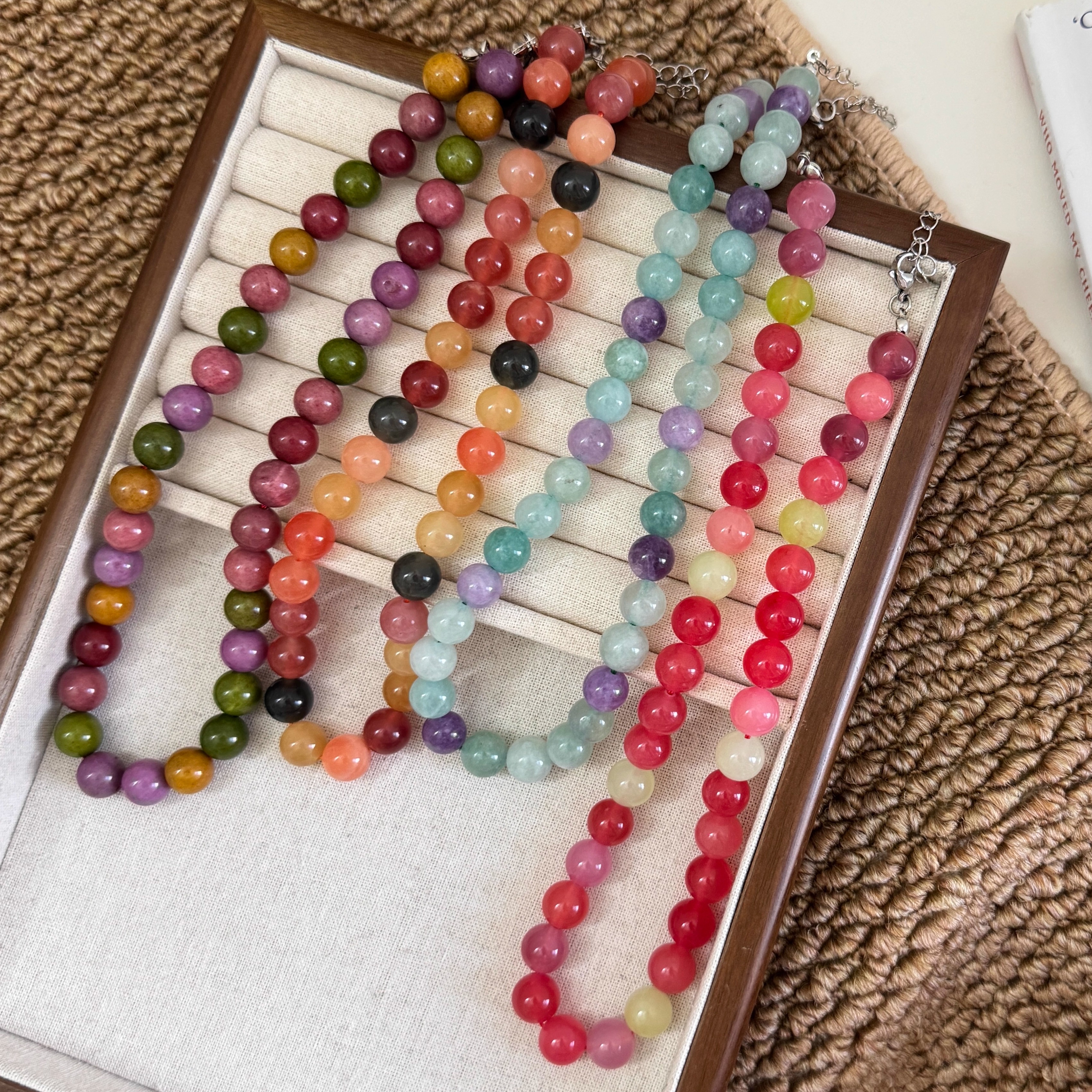 彩色多巴胺天然石水晶项链女颈链