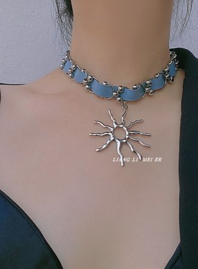 金属金属编织女太阳花项链