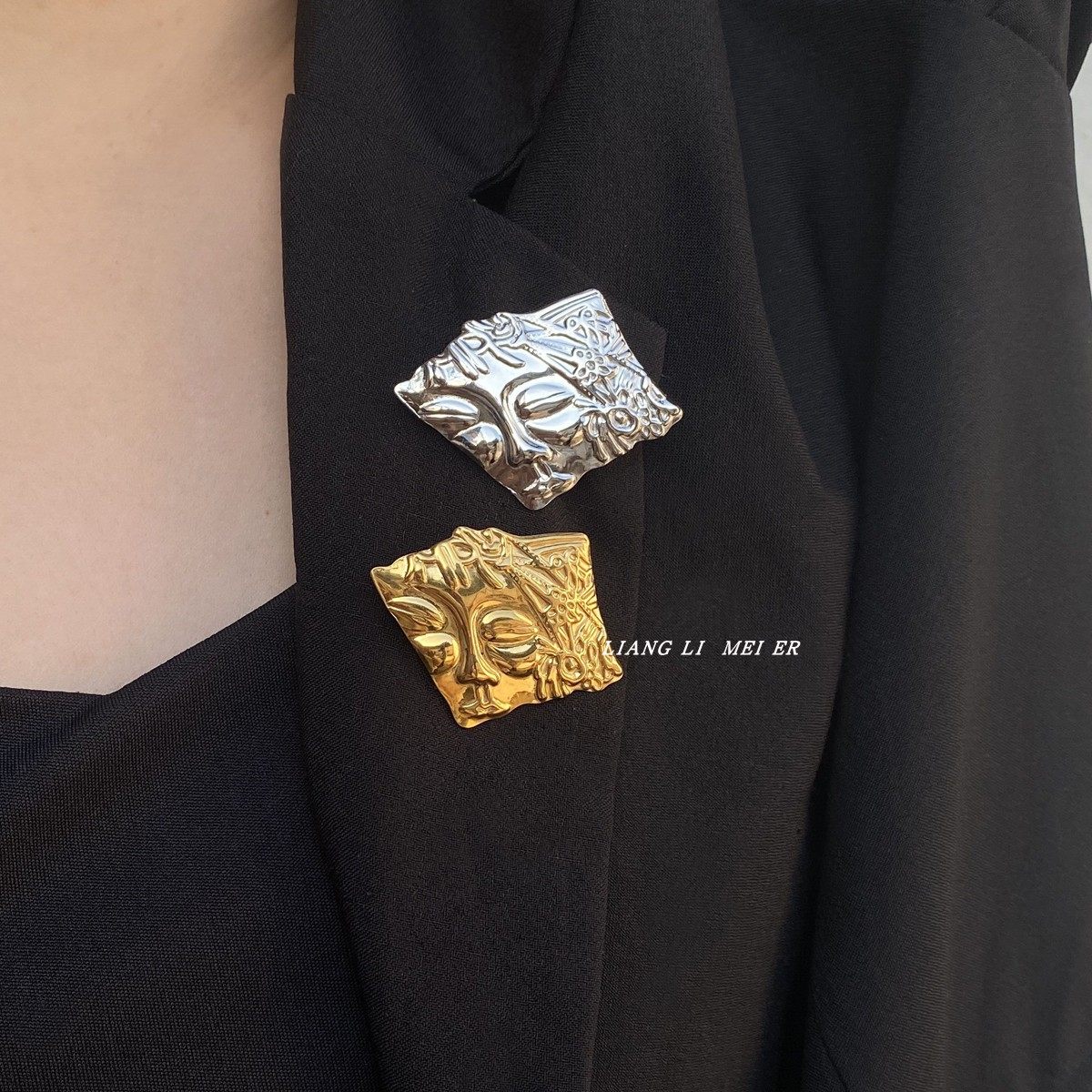 复古vintage金银色浮雕钛钢胸针几何不规则时髦大衣宫廷胸花别针,饰品/流行首饰/时尚饰品新,胸针,淘宝优惠券,粉丝福利购,淘宝优惠卷