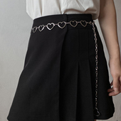 复古银爱心金属腰链百搭腰带女嘻哈辣妹收腰配jk短裙子身体裤 链条