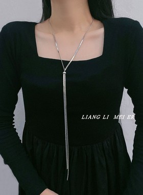 金属蛇骨链流苏女长款项链锁骨链