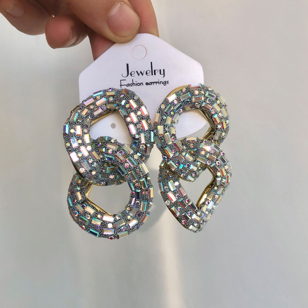 夸张链条满钻锁链大耳环女款锆石闪钻舞台超闪轻奢高级感耳坠流苏,饰品/流行首饰/时尚饰品新,耳环,淘宝优惠券,粉丝福利购,淘宝优惠卷