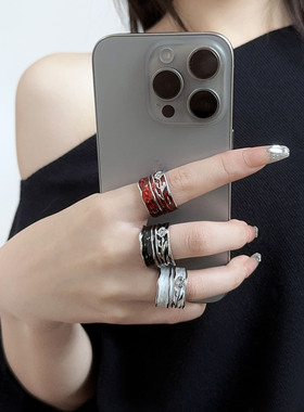 不规则异形水波纹环绕开口戒指女