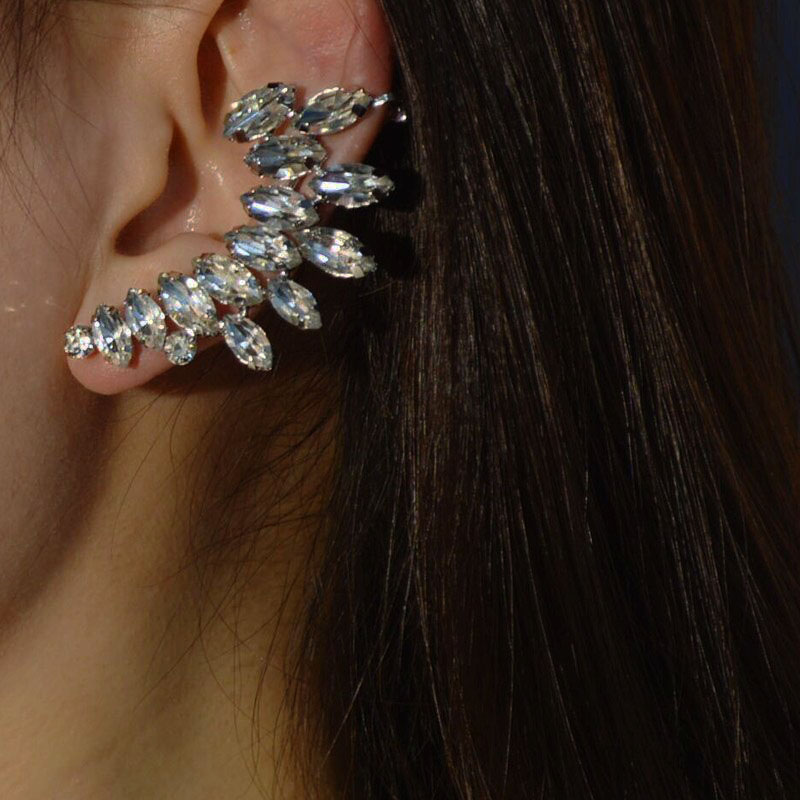 耳骨夹镶钻水晶弧形耳夹精灵耳饰