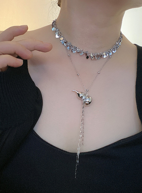 金属流苏女多层爱心葫芦项链