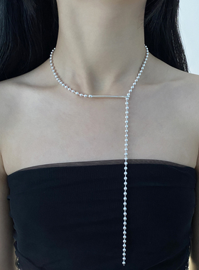 金属金属珠链几何Y型项链毛衣链