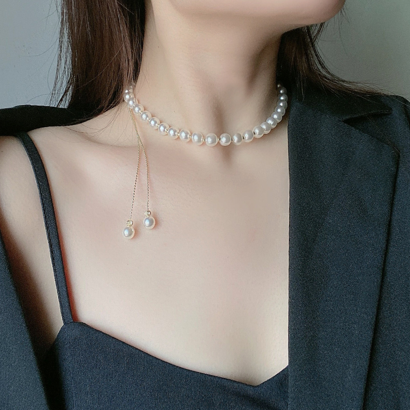 可调节设计感奢华珍珠项链潮时尚百搭锁骨链网红简约个性气质颈饰