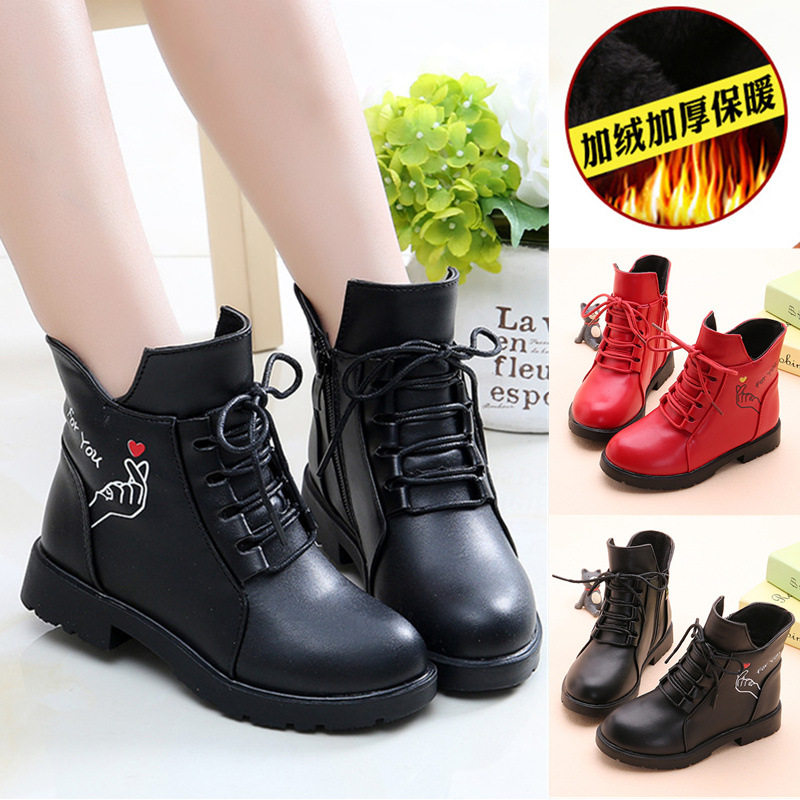 3-12岁11女孩子10秋冬新款9小孩8女童7短靴6童装5加绒皮靴4棉鞋.