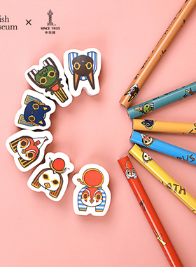 中华X大英联名埃及萌神系列铅笔儿童写字小学生书写HB圆杆带创意橡皮擦文创礼物TB0014