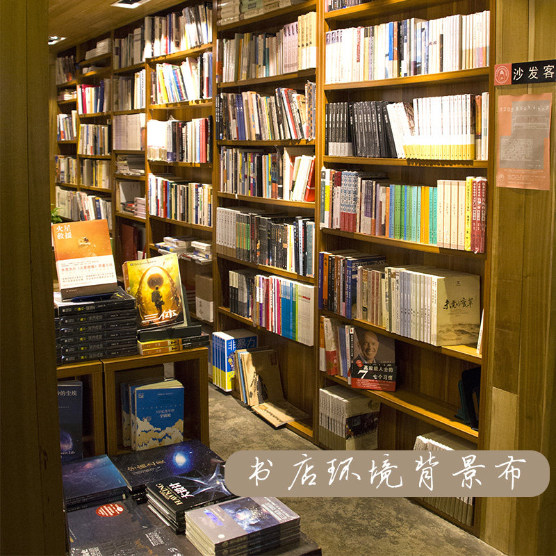 仿真书架墙纸复古图书馆书店拍照直播图背景布背景墙