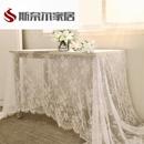 法式 复古蕾丝花边桌布白色镂空网纱刺绣台布摄影背景婚纱礼服布料