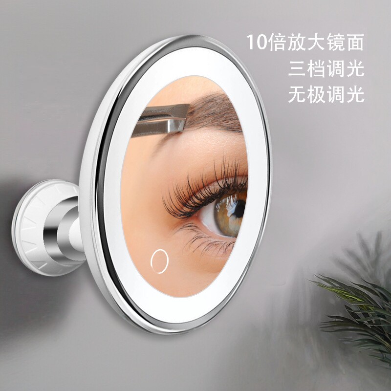 LED折叠360°转吸盘台式化妆镜图片