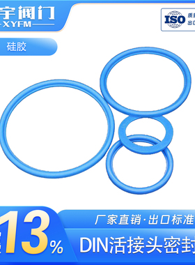DN活接头密封圈/蓝色硅胶DIN密封垫片/卫生级O型圆螺纹橡胶活接垫