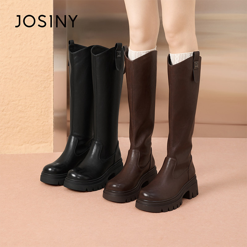 卓诗尼骑士靴女2025新款冬季厚底增高长筒靴高跟鞋粗跟单靴长靴子,女鞋,骑士靴,淘宝优惠券,粉丝福利购,淘宝优惠卷