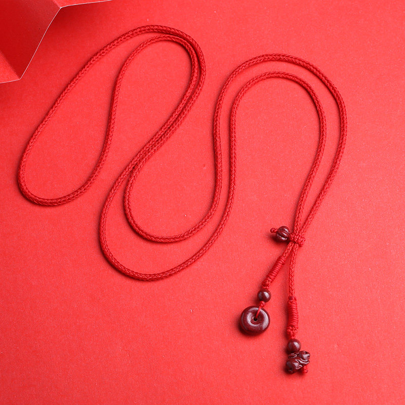 手工编织天然朱砂平安扣红绳腰链腰绳生肖本命年红绳腰带男女平安
