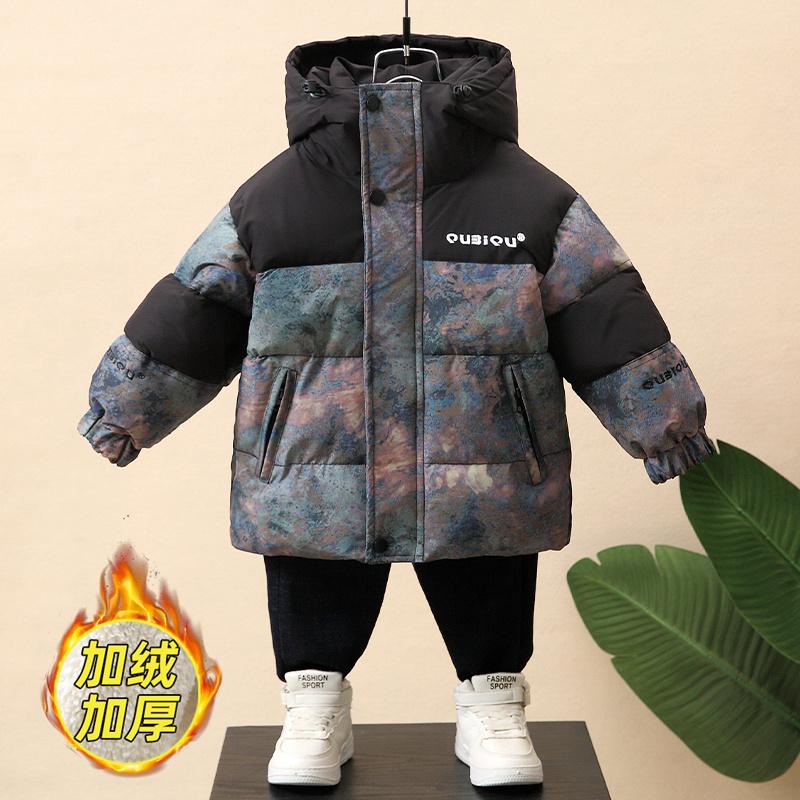 男童羽绒棉服冬季儿童加绒棉衣外套2025新款宝宝冬装加厚男孩棉袄