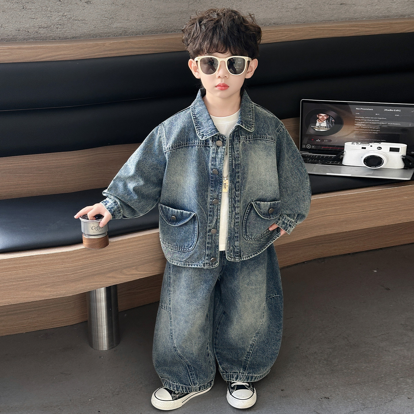 男童春装套装2026新款宝宝春秋季衣服洋气儿童牛仔外套春款两件套