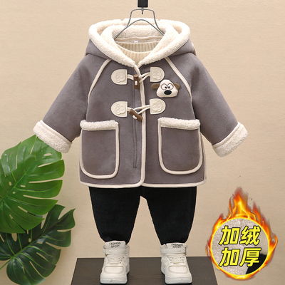 加绒加厚冬季连帽皮毛一体外套