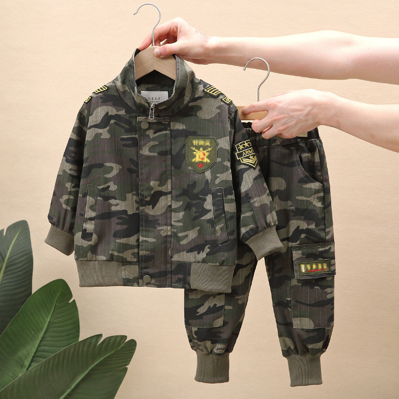 童装儿童迷彩服套装春秋款2025新款男童特种兵秋季男孩运动军训服