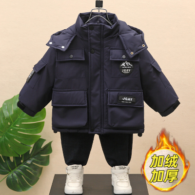 时尚顽童加绒加厚冬季连帽外套