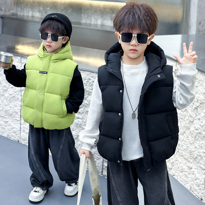 时尚顽童休闲秋冬连帽羽绒棉马甲