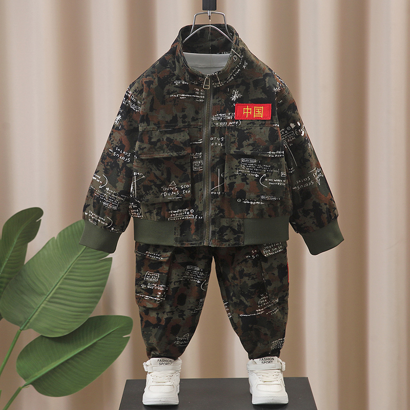 儿童迷彩服套装男童春秋款小学生运动会幼儿园演出服女童装军训服