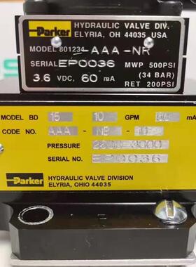 派克BD伺服阀 801234-AFA-NR BD15AAANB10注塑机用全新原装订货