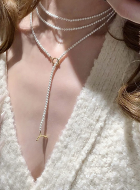 赵丽颖同款超细澳白色珍珠项链女气质时尚小米珠锁骨链颈链