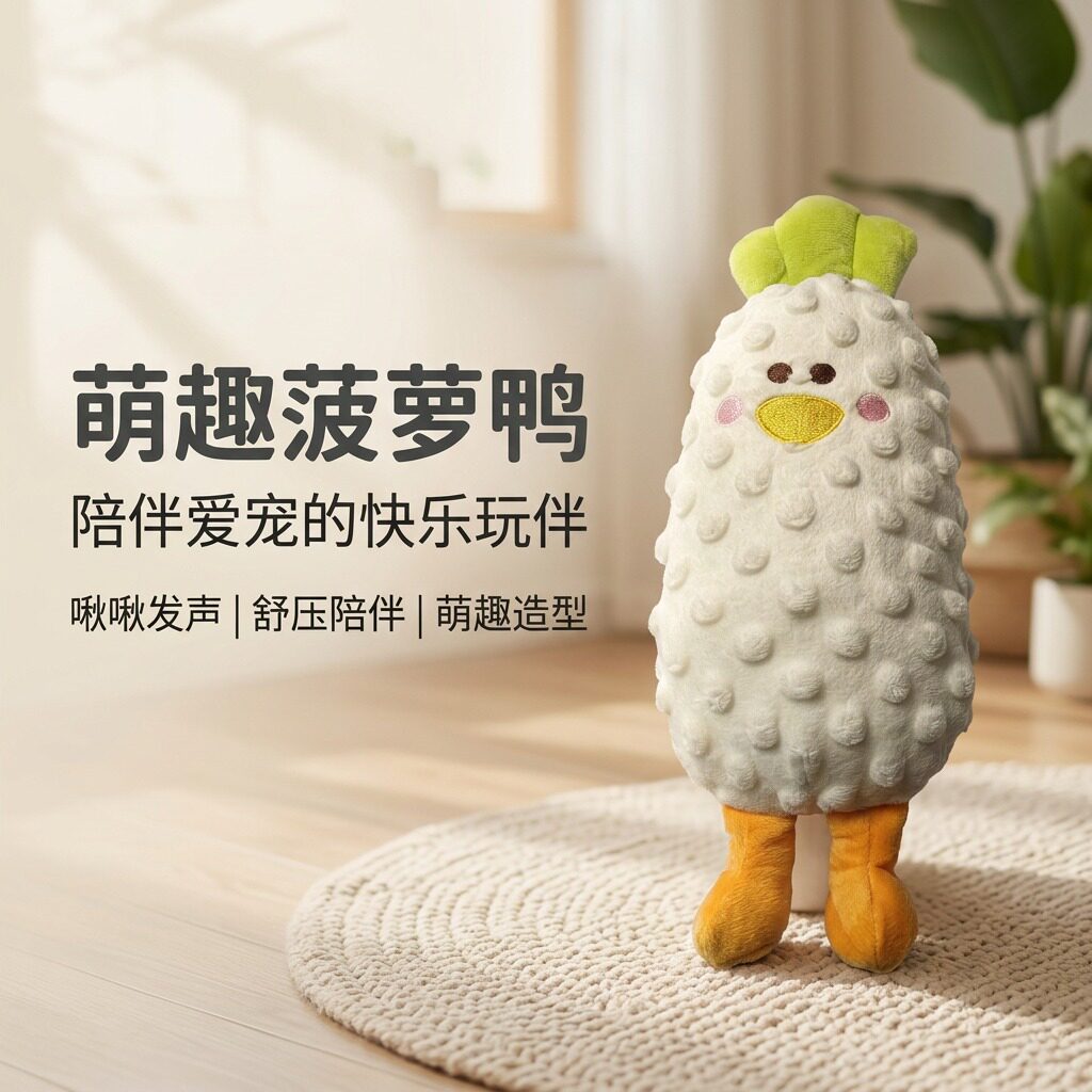 菠萝鸭毛绒狗狗玩具发声BB叫解闷陪伴比熊西高地柯基金毛边牧泰迪