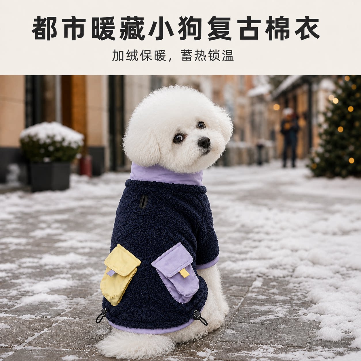 秋冬比熊复古棉衣加绒保暖防风西高地柴犬雪纳瑞杰克罗素梗
