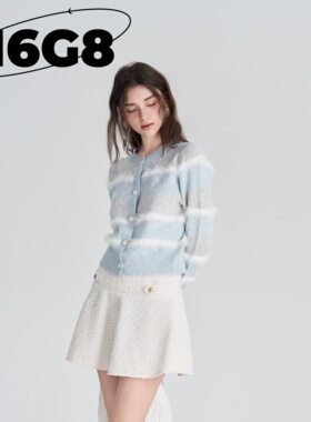 N6G8奶油混色毛绒条纹圆领毛衣女