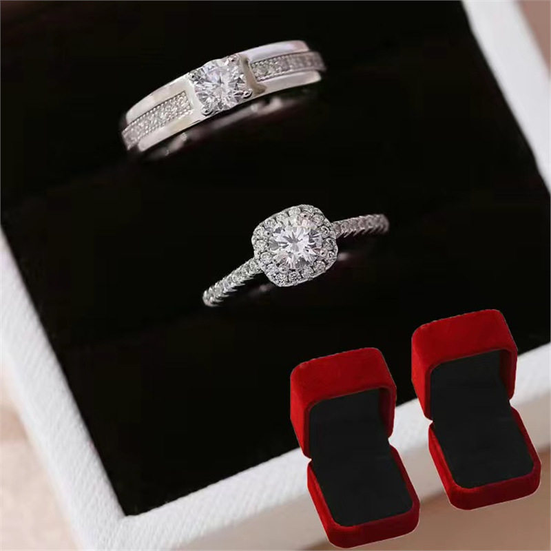 仿真925戒指婚礼道具结婚对戒情侣戒指开口求婚仪式道具网红礼物