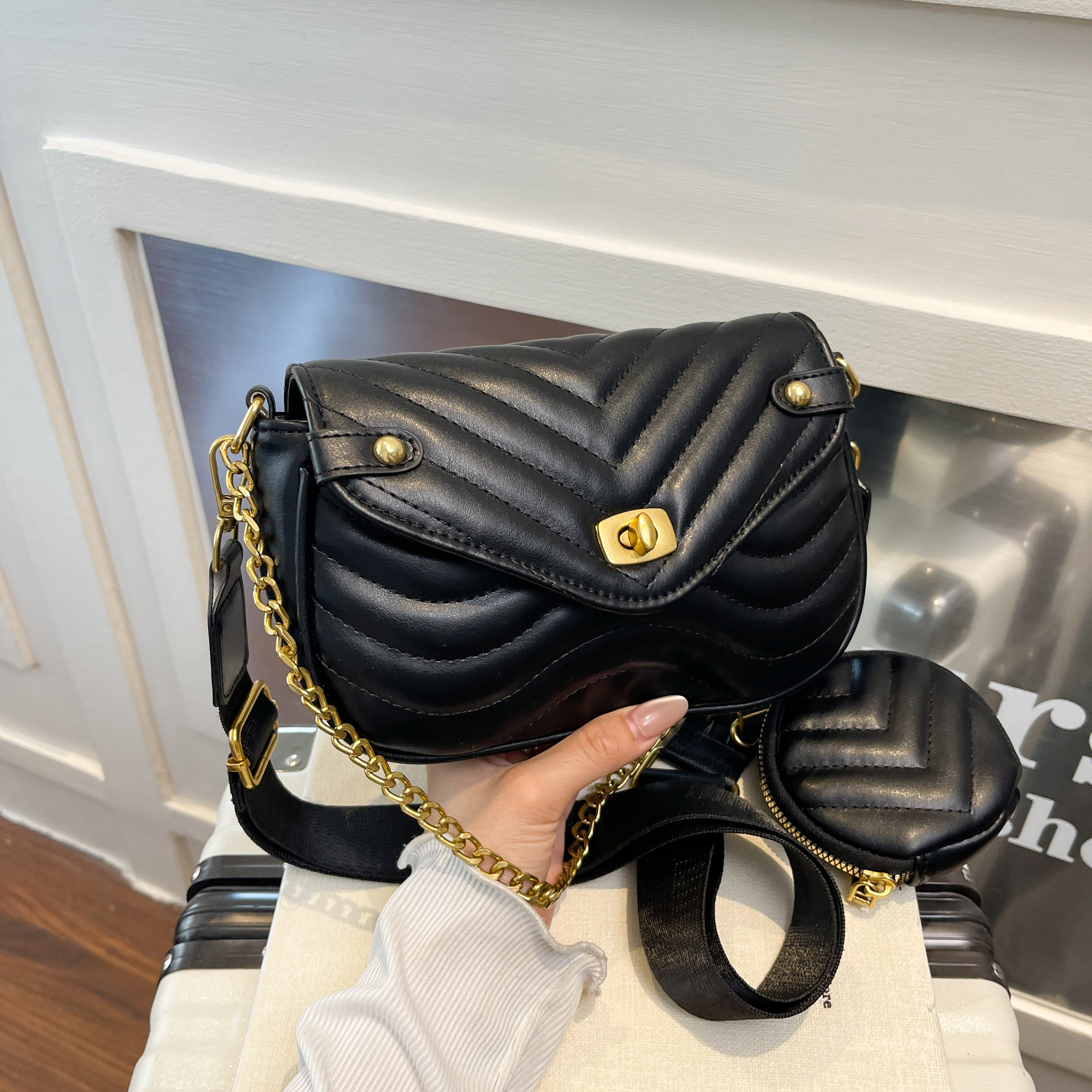 高级感小众设计菱格纹小方包女2026春新款百搭链条单肩斜挎包女包,箱包皮具/热销女包/男包,小方包,淘宝优惠券,粉丝福利购,淘宝优惠卷