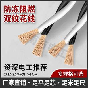 国标电线双绞线1.5 2.5 4平方家用照明花线电车充电延长软电源线