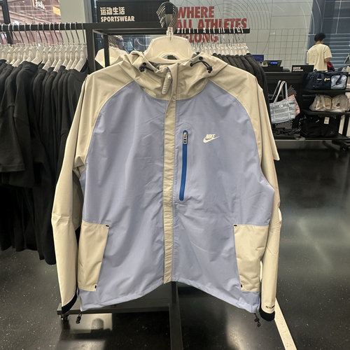 Nike/耐克 男子防风印花休闲连帽宽松透气夹克外套DM5500-334-548
