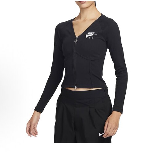 Nike/耐克 女子运动休闲V领紧身收腰鱼骨衣针织拉链开衫T恤FD2377