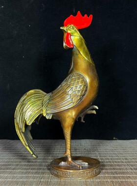 复古纯铜鎏金大号金鸡报晓金鸡独立中式国风生肖鸡礼物办公室家用