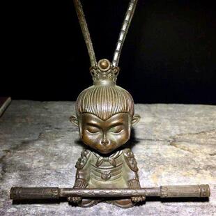 古玩铜器齐天大圣静思佛像孙悟空斗战胜佛神像铜猴子悟道家居摆件