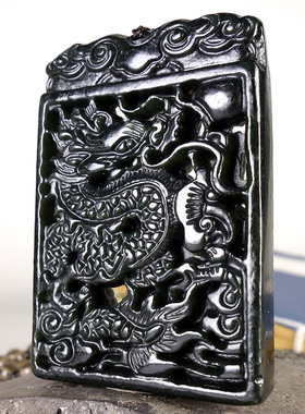 和田玉青玉双面镂空腾玉佩玉坠玉牌挂件吊坠供货