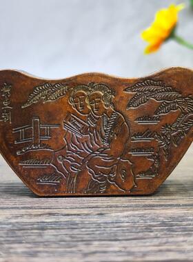 仿古纯铜墨盒元宝墨盒文房四宝中国风书房自用摆件