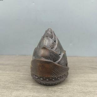 仿古铜摆件古玩铜器香炉竹笋造型雅致古色古香中式香薰炉