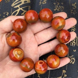 宣化上谷战国红玛瑙同料20mm圆珠手串男士手链