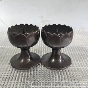 仿古工艺品复古莲花烛台一对蜡台摆件酥油灯黄铜烛台家用供奉蜡台